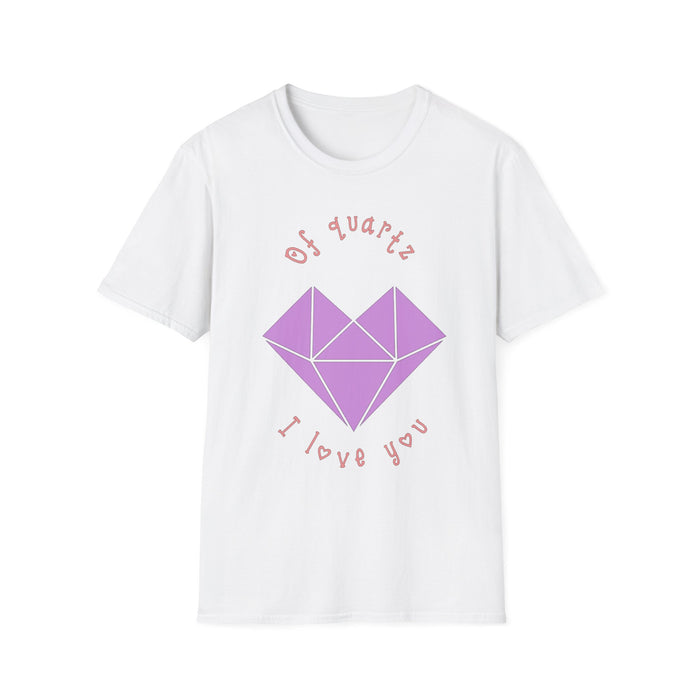 Crystal Heart T‑Shirt — "Of Quartz I Love You" Cute Purple Gem Tee