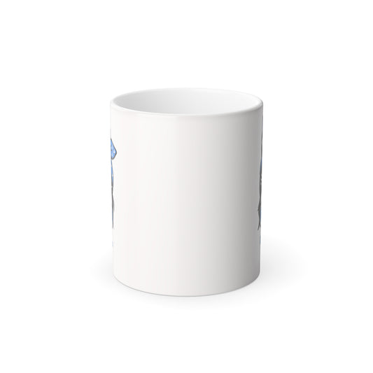 Color-Changing 11oz Mug — Blue Bandana Cat Design