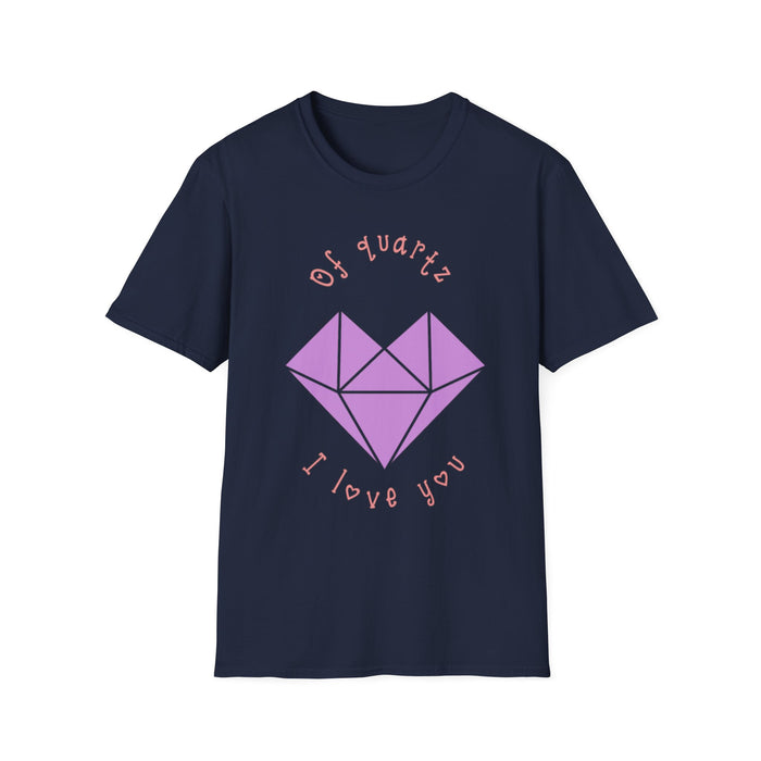 Crystal Heart T‑Shirt — "Of Quartz I Love You" Cute Purple Gem Tee