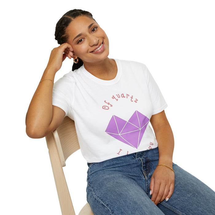 Crystal Heart T‑Shirt — "Of Quartz I Love You" Cute Purple Gem Tee