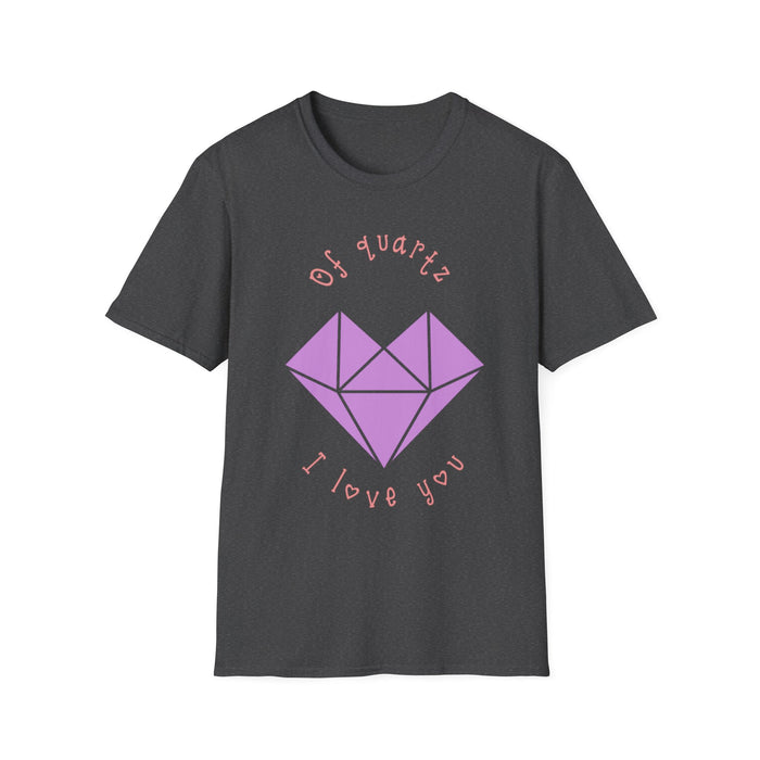Crystal Heart T‑Shirt — "Of Quartz I Love You" Cute Purple Gem Tee