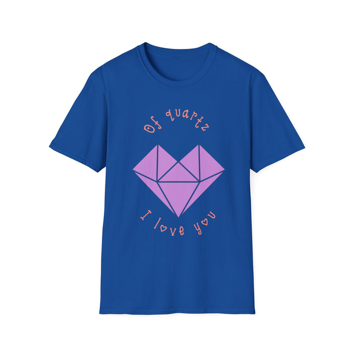 Crystal Heart T‑Shirt — "Of Quartz I Love You" Cute Purple Gem Tee