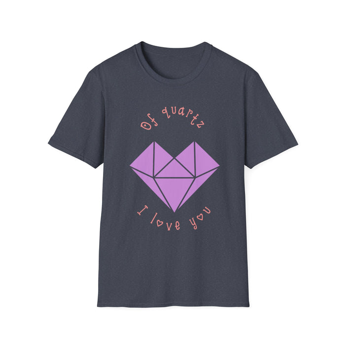 Crystal Heart T‑Shirt — "Of Quartz I Love You" Cute Purple Gem Tee