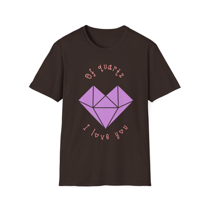 Crystal Heart T‑Shirt — "Of Quartz I Love You" Cute Purple Gem Tee