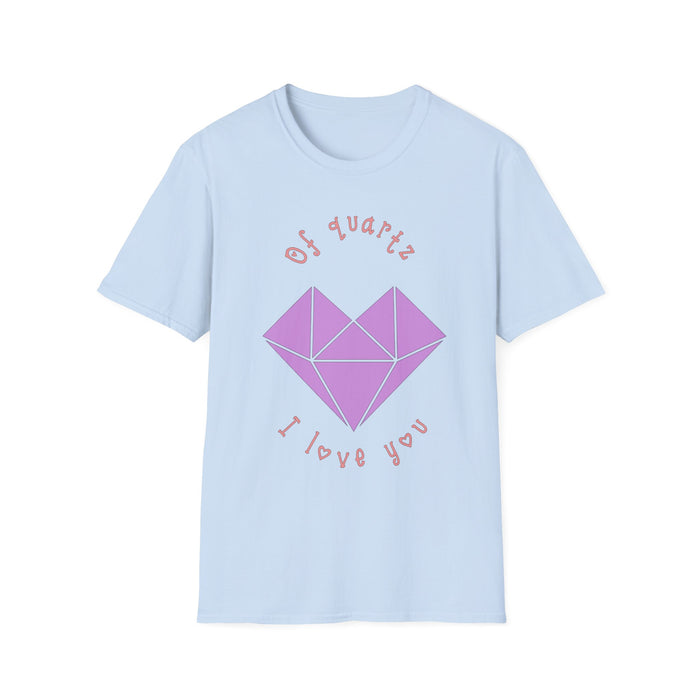 Crystal Heart T‑Shirt — "Of Quartz I Love You" Cute Purple Gem Tee