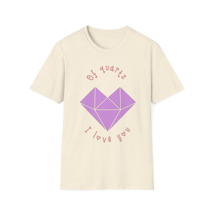 Crystal Heart T‑Shirt — "Of Quartz I Love You" Cute Purple Gem Tee