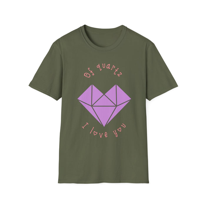 Crystal Heart T‑Shirt — "Of Quartz I Love You" Cute Purple Gem Tee