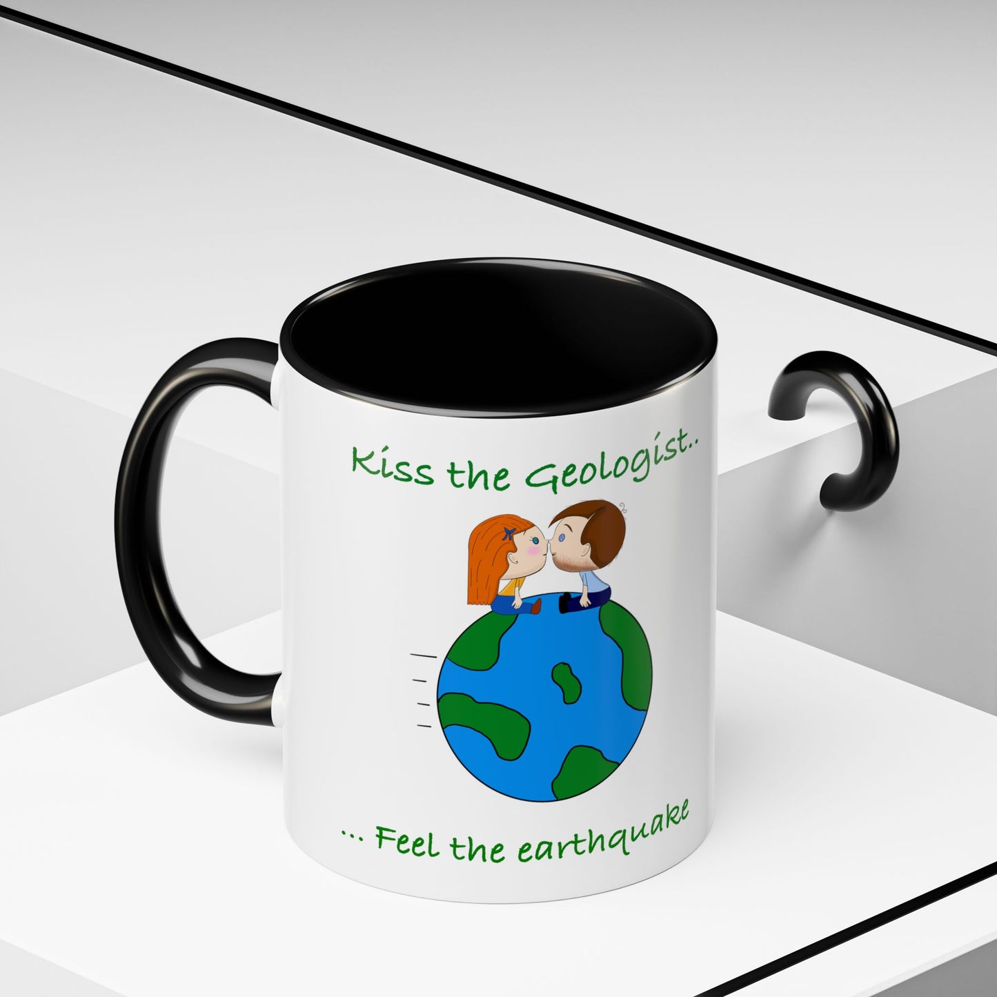 Kiss the geologist Accent Coffee Mug (11, 15oz) '