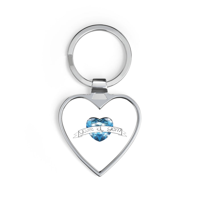 Heart Keychain — Blue Marble Heart "Love & Light" Metal Keyring