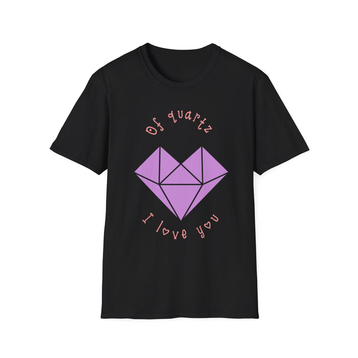 Crystal Heart T‑Shirt — "Of Quartz I Love You" Cute Purple Gem Tee