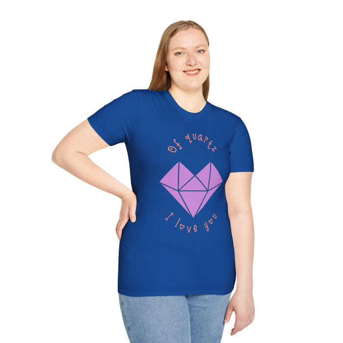 Crystal Heart T‑Shirt — "Of Quartz I Love You" Cute Purple Gem Tee