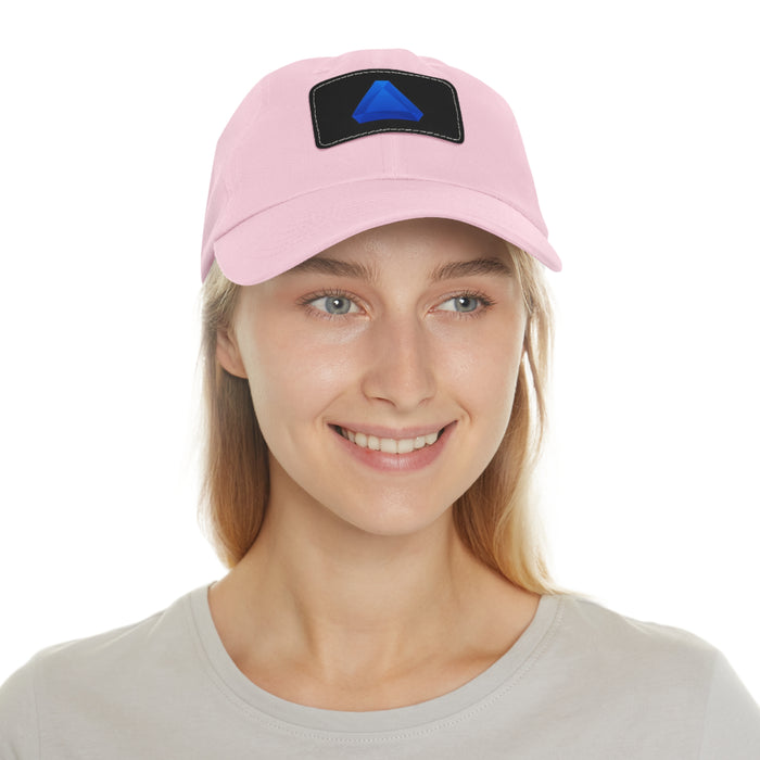 Benitoite Dad Hat with Leather Patch (Rectangle)