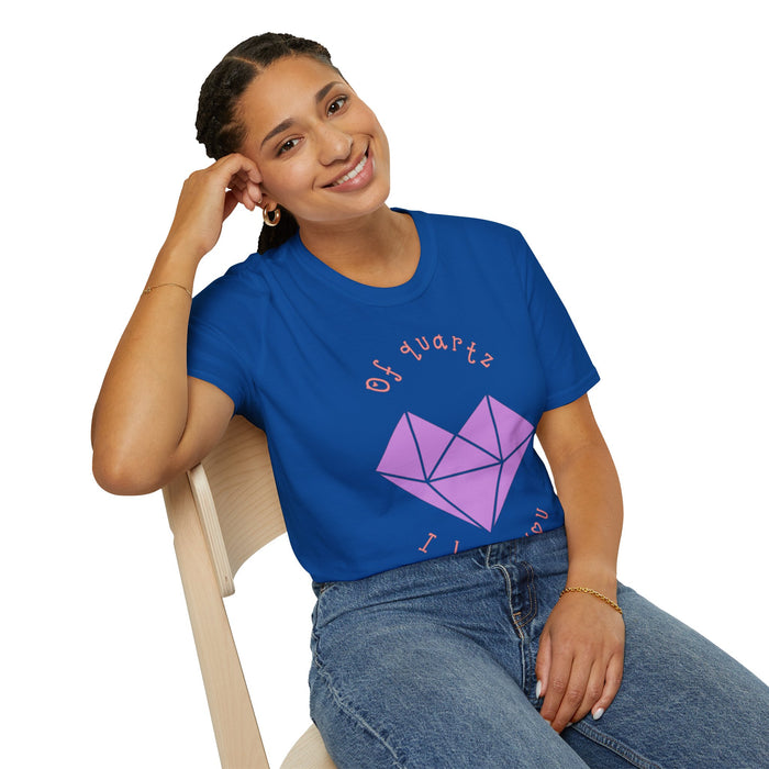 Crystal Heart T‑Shirt — "Of Quartz I Love You" Cute Purple Gem Tee